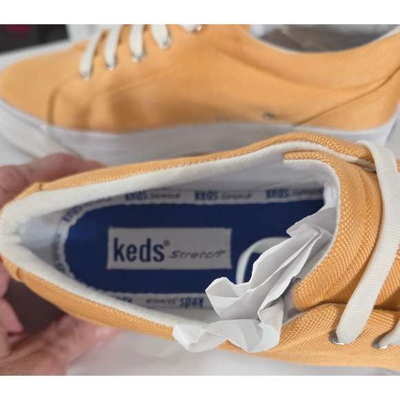 Keds Sz 6.5 Women's Comfort Stretch Canvas Lace Up Sneakers Orange - Picture 5 of 6